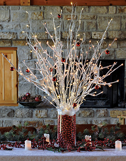Battery Operated Snow Covered Branch With Timer - 20 Inch 40 LED's